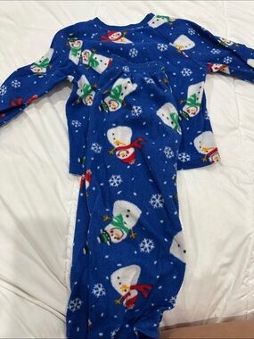 The Children's Place Blue Snowman Fleece Pajama Set